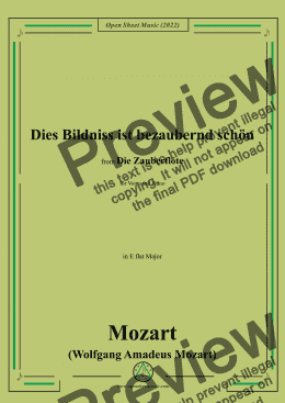 page one of Mozart-Aria:Dies Bildnis ist bezaubernd schön,K.620 No.3,in E flat Major