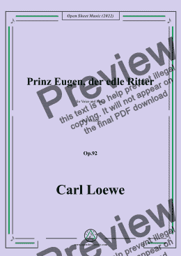 page one of Loewe-Prinz Eugen der edle Ritter,in e minor,Op.92,for Voice and Piano