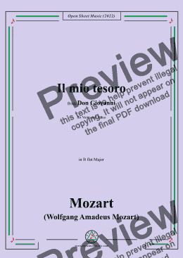 page one of Mozart-Il mio tesoro,in B flat Major,from Don Giovanni,for Voice and Piano