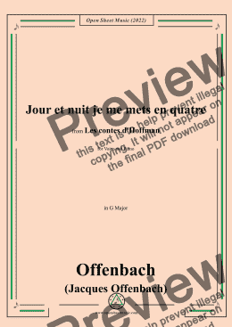 page one of Offenbach-Jour et nuit je me mets en quatre,in G Major