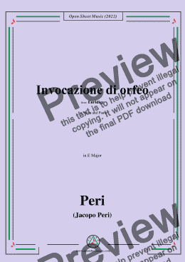 page one of Peri-Invocazione di orfeo,from Euridice,in E Major,for Voice and Piano 