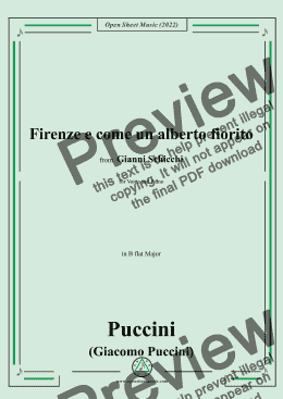 page one of Puccini-Firenze e come un alberto fiorito,in B flat Major,from Gianni Schicchi,for Voice and Piano