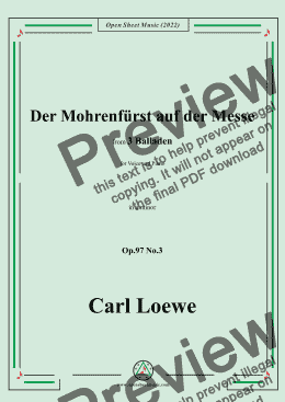 page one of Loewe-Der Mohrenfürst auf der Messe,in a minor,Op.97 No.3,for Voice and Piano