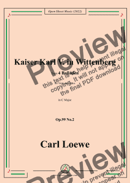 page one of Loewe-Kaiser Karl V. in Wittenberg,in C Major,Op.99 No.2,for Voice and Piano