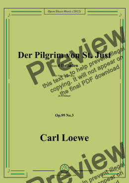 page one of Loewe-Der Pilgrim von St. Just,in e minor,Op.99 No.3,from 4 Balladen,for Voice and Piano