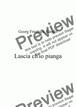 page one of Lascia che io pianga (Händel) Ab major key (or relative minor key)