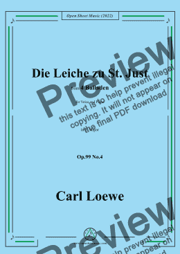 page one of Loewe-Die Leiche zu St. Just,in E Major,Op.99 No.4,from 4 Balladen,for Voice and Piano