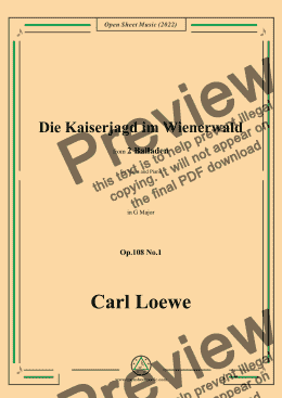 page one of Loewe-Die Kaiserjagd im Wienerwald,in G Major,Op.108 No.1,for Voice and Piano