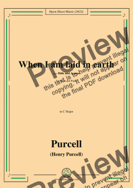 page one of Purcell-When I am laid in earth(Dido's Lament),Act III,from Dido and Aeneas,in C Major