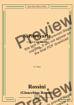 page one of Rossini-Si ritrovarla,in C Major,from 'La Cenerentola',for Voice and Piano 