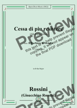 page one of Rossini-Cessa di piu resistere(Ah il piu lieto),in B flat Major