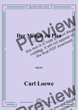 page one of Loewe-Der Monch zu Pisa,in e minor,Op.114,for Voice and Piano