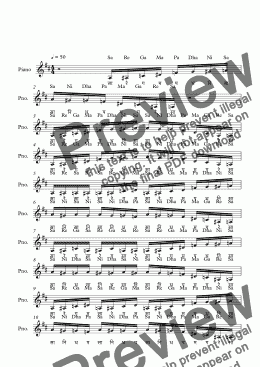 page one of Pavani Raga--Key A--Carnatic Music-Exercise Patterns