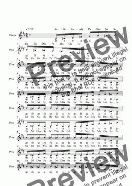 page one of Pavani Raga--Key B--Carnatic Music-Exercise Patterns