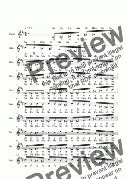 page one of Pavani Raga--Key C--Carnatic Music-Exercise Patterns