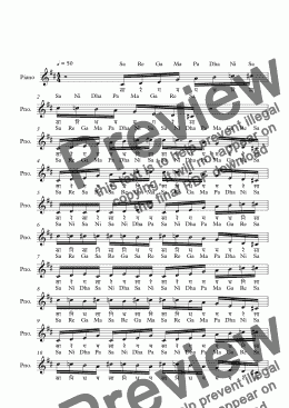 page one of Pavani Raga--Key Db--Carnatic Music-Exercise Patterns