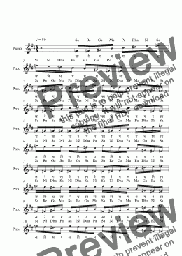 page one of Pavani Raga--Key F--Carnatic Music-Exercise Patterns