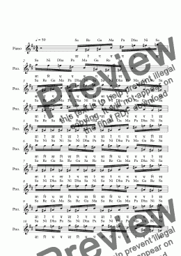 page one of Pavani Raga--Key G--Carnatic Music-Exercise Patterns