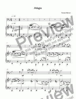 page one of Albinoni, Tomaso - Adagio  for trombone & piano