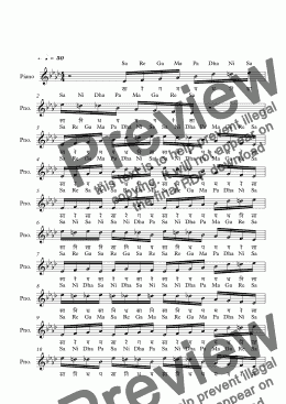 page one of Kokilapriya Raga--Key Eb--Carnatic Music-Exercise Patterns