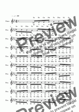 page one of Natabhairavi Raga--Key Db--Carnatic Music-Exercise Patterns