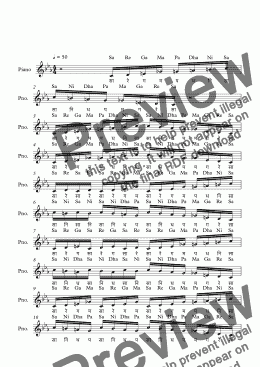 page one of Shanmukhapriya Raga--Key C--Carnatic Music-Exercise Patterns