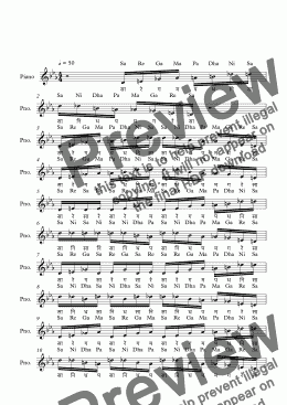 page one of Shanmukhapriya Raga--Key D--Carnatic Music-Exercise Patterns