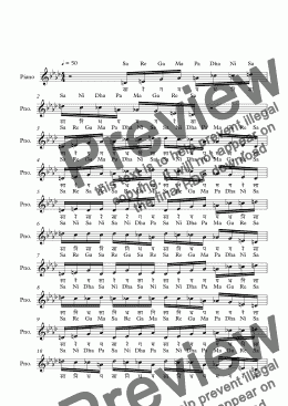 page one of Dhavalambari Raga--Key D--Carnatic Music-Exercise Patterns