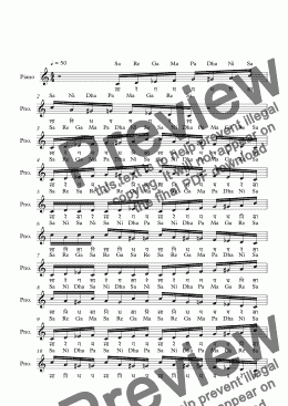 page one of Ragavardhini Raga--Key C--Carnatic Music-Exercise Patterns