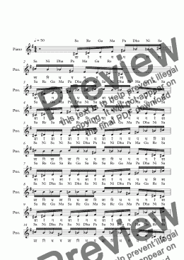 page one of Mechakalyani Raga--Key Db--Carnatic Music-Exercise Patterns