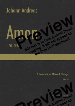 page one of Amon - 3 Quartets for Oboe & Strings