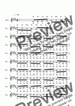 page one of Rupavati Raga--Key D--Carnatic Music-Exercise Patterns