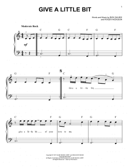 page one of Give A Little Bit (Very Easy Piano)