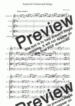 page one of Sonata for Clarinet and Strings