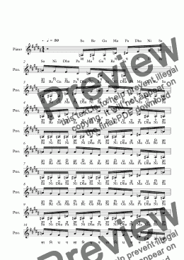 page one of Tanarupi Raga--Key A--Carnatic Music-Exercise Patterns