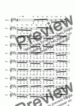 page one of Tanarupi Raga--Key Eb--Carnatic Music-Exercise Patterns