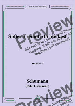 page one of Schumann-Sußer Freund,du blickest,Op.42 No.6,in G Major,for Voice and Piano