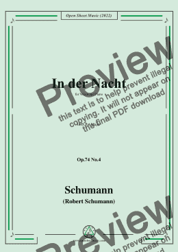 page one of Schumann-In der Nacht,Op.74 No.4,in B flat Major,for Voice and Piano