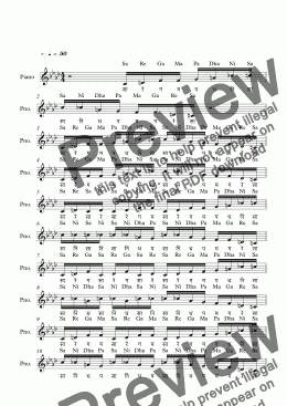 page one of Vakulabharanam Raga--Key C--Carnatic Music-Exercise Patterns