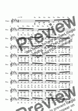 page one of Varunapriya Raga--Key B--Carnatic Music-Exercise Patterns