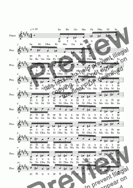 page one of Varunapriya Raga--Key Db--Carnatic Music-Exercise Patterns