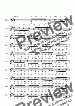 page one of Vishwambari Raga--Key Eb--Carnatic Music-Exercise Patterns