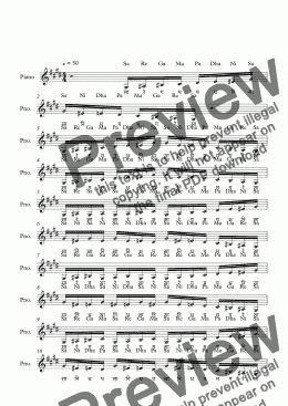 page one of Yagapriya Raga--Key Ab--Carnatic Music-Exercise Patterns