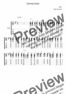 page one of ABBA - Dancing Queen guitar chords and rhythm