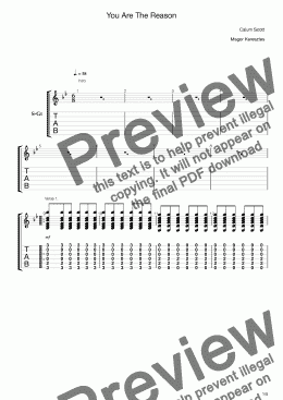 page one of Calum Scott - You Are The Reason guitar rhythm