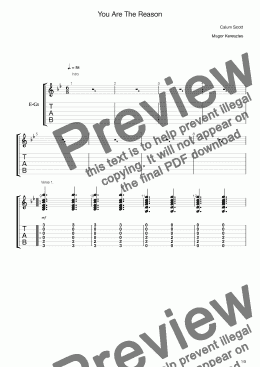 page one of Calum Scott - You Are The Reason guitar (chord)