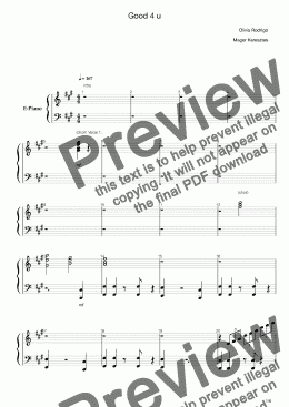 page one of Olivia Rodrigo - Good 4 u piano