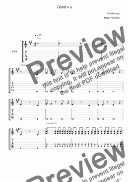 page one of Olivia Rodrigo - Good 4 u guitar