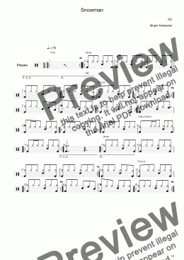 page one of Sia - Snowman drums