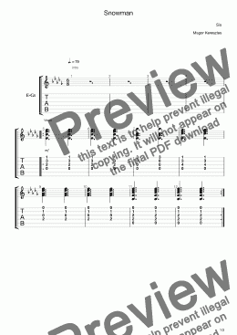 page one of Sia - Snowman guitar (chord)